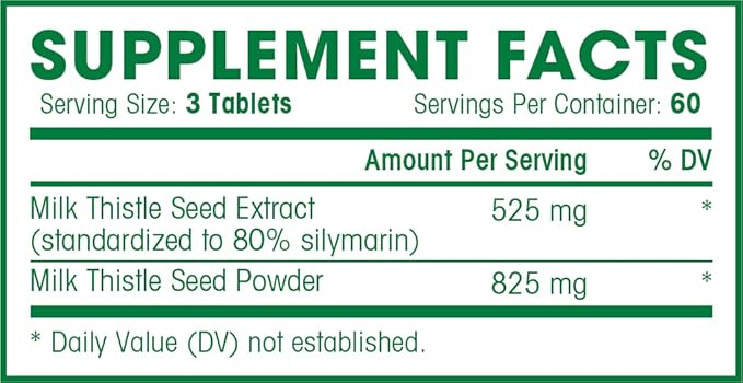 Milk Thistle - 180 Count - Standardized Silymarin Extract for Maximum Liver Support - Detox, Cleanse & Maintain Your Liver – 1350 mg Extract & Seed Complex - Natural Herbal Supplement - 60 Servings
