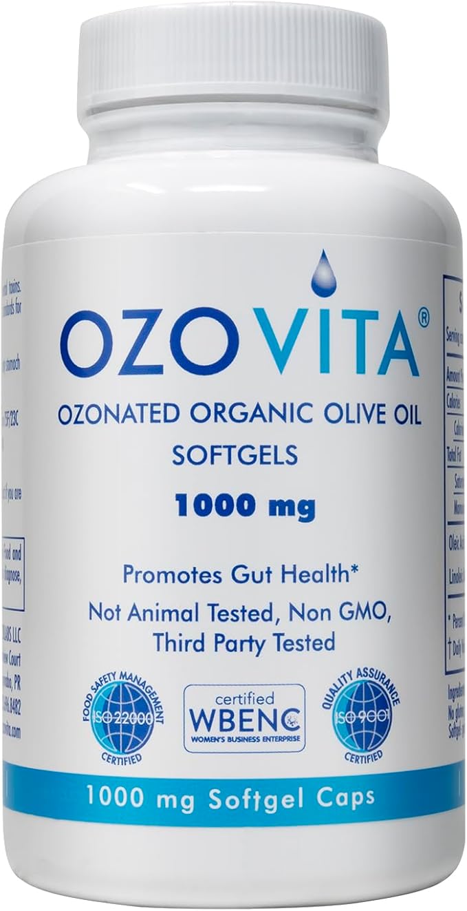 Ozonated Organic Olive Oil – 1000mg per Softgel – 60 Softgels (2-Month Supply)