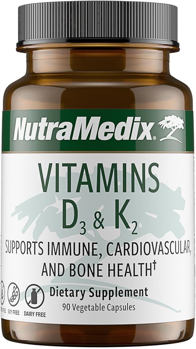 NutraMedix Vitamin D3 and K2 Immune Support Supplement for Women & Men - Help Support Heart Health - Can Assist with Calcium Metabolism (90 Capsules)