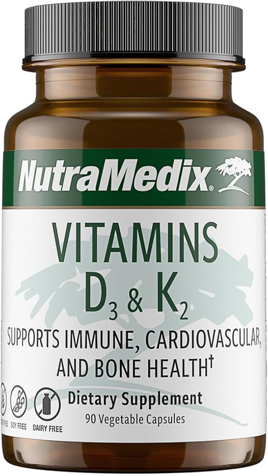 NutraMedix Vitamin D3 and K2 Immune Support Supplement for Women & Men - Help Support Heart Health - Can Assist with Calcium Metabolism (90 Capsules)
