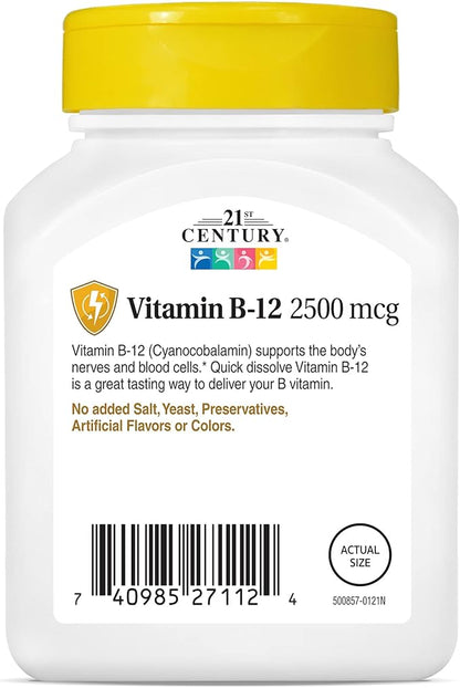 21st Century B 12 2500 mcg Sublingual Tablets, 110 Count (Pack of 2)