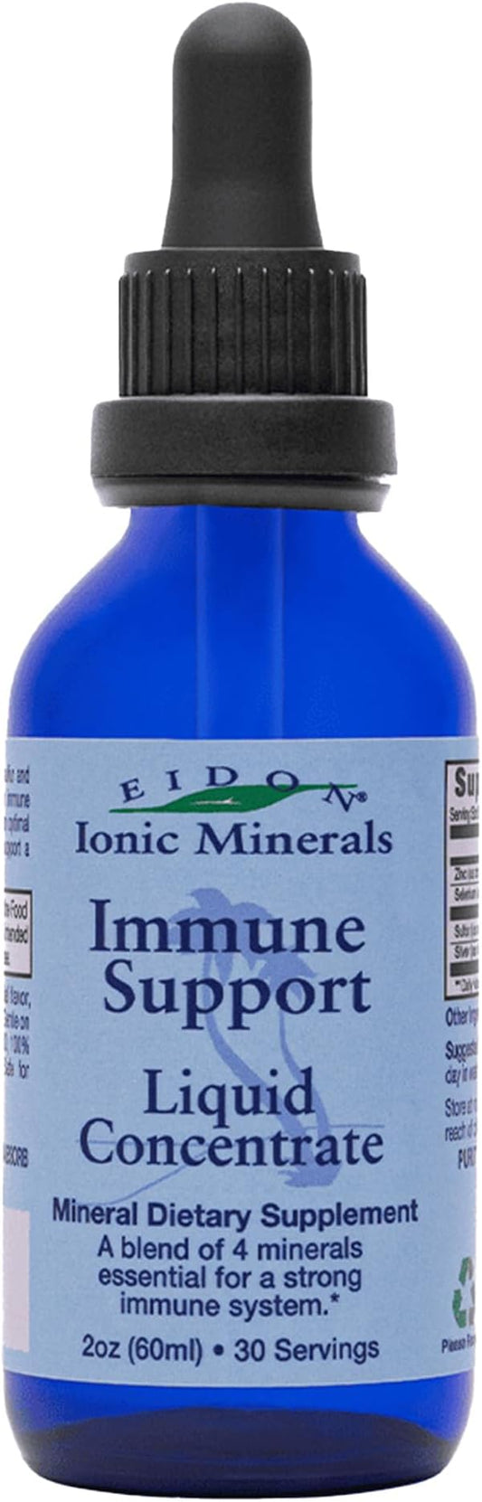 Eidon Ionic Minerals Immune Support Supplement Liquid Concentrate - Immune Booster Mineral Drops with Zinc, Selenium, Sulfur, Support & Maintain Immune System, Bioavailable, No Preservatives - 2 oz