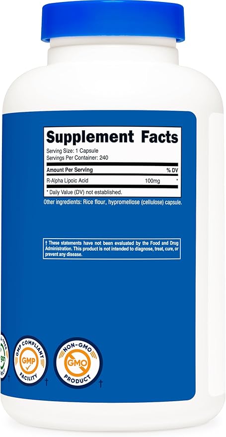 Nutricost R-Alpha Lipoic Acid 100mg, 240 Capsules - Veggie Caps, Vegan, Non-GMO, Gluten Free