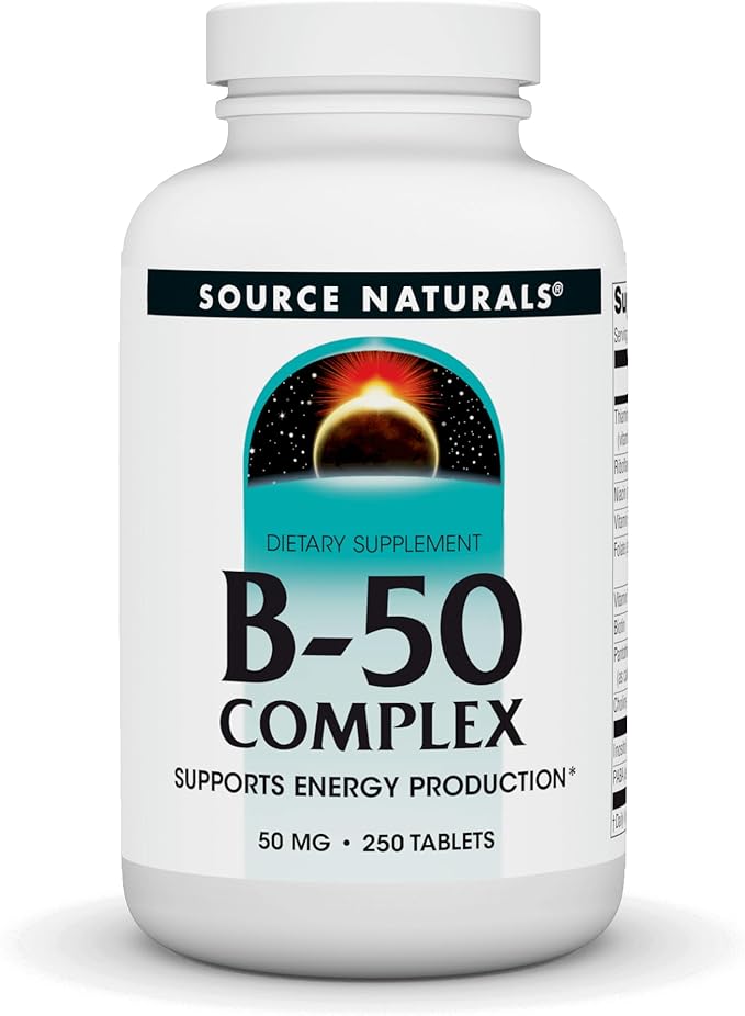 Source Naturals B-50 Complex 50 mg B-Vitamins for Energy Production Support - 250 Tablets