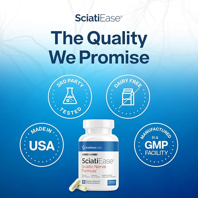 Sciatic Nerve Health Support Supplement - Nerve Support Formula with AlphaPalm, Pea, Vitamin B Complex, Alpha Lipoic Acid 300mg - 6 Bottles