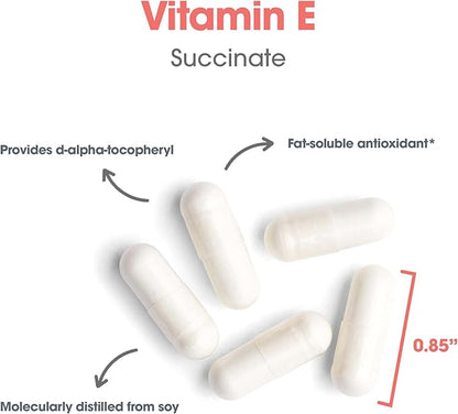 Allergy Research Group Vitamin E Succinate Supplement - for Men & Women, 400 IU D-Alpha-Tocopheryl, Antioxidant, Vegetarian Capsules - 100 Count
