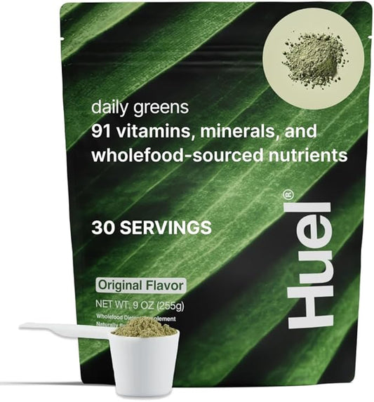 Huel Daily Greens | Superfood Greens Powder | 91 Vitamins, Minerals, and Wholefood-Sourced Ingredients | Adaptogens, Antioxidants, Gut-Friendly Probiotics | 30 Servings
