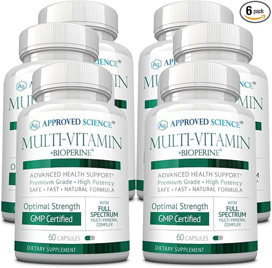 Approved Science Multi-Vitamin - with Full-Spectrum B-Vitamins, Green Tea, Lutein, Lycopene, Zeaxanthin, BioPerine - 60 Capsules - 6 Month Supply