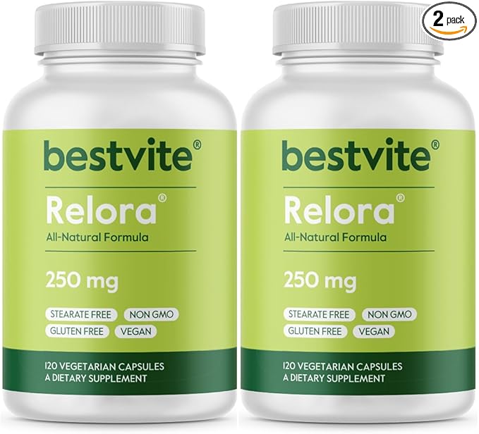 BESTVITE Relora 250mg (240 Vegetarian Capsules) (120 x 2) No Fillers - No Stearates - No Flow Agents