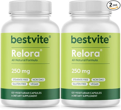 BESTVITE Relora 250mg (240 Vegetarian Capsules) (120 x 2) No Fillers - No Stearates - No Flow Agents