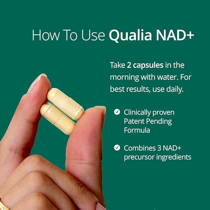 Qualia NAD Supplement — Clinically Proven to Boost NAD+ up to 67%. Optimized Aging, Energy, Focus. Elite NAD+ Ingredients: Nicotinamide Riboside (NIAGEN,) Niacin, Niacinamide (2 Month Supply)