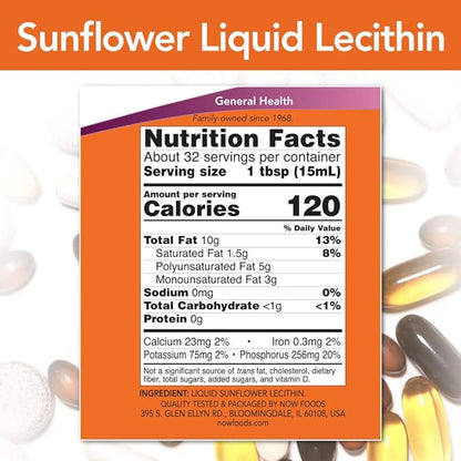 Now Foods, Sunflower Liquid Lecithin, 16 fl oz (473 ml) (Pack of 2)
