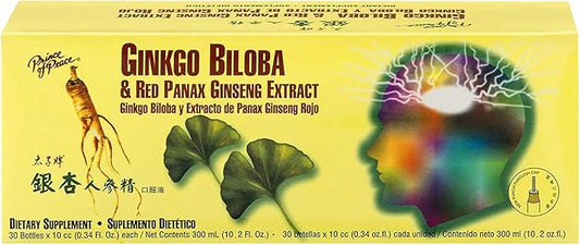 Prince Of Peace Ginkgo Biloba & Red Panax Ginseng Extract, 30 Bottles, 0.34 fl. oz. Each – Ginkgo Biloba Supplement – Chinese Red Panax Ginseng Extract – Supports Overall Well-Being