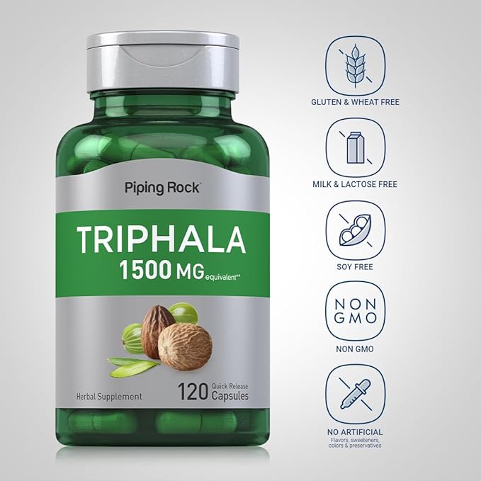 Piping Rock Triphala Capsules | 1500 mg | 120 Pills | Herb Extract | Supplement Blend | Non-GMO, Gluten Free