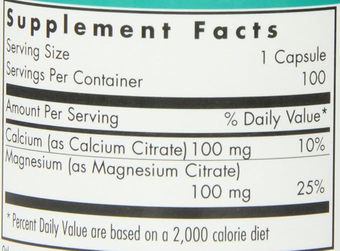 Nutricology Calcium Magnesium Citrate Supplement - Bone Health, with Calcium Citrate, Pure, Well-Absorbed, Vegetarian Capsules - 100 Count