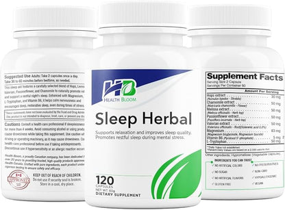 Sleep Herbal | 120 Capsules | Health Bloom | Vitamins and Minerals Supplements |