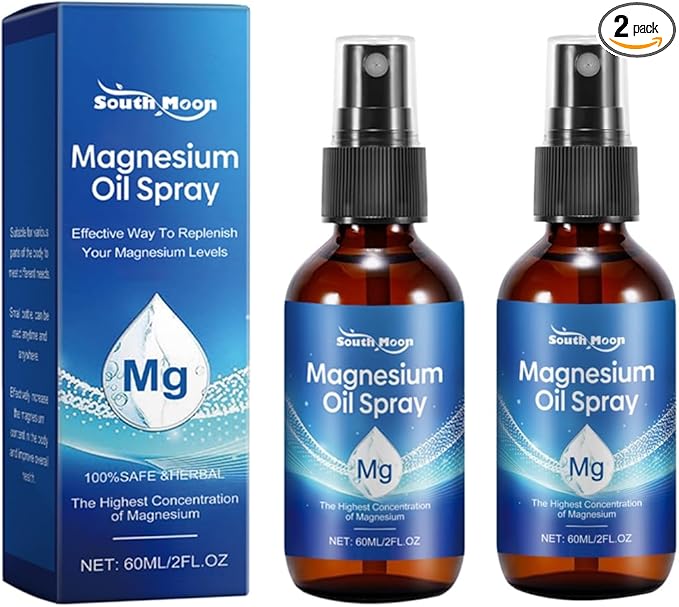 Natural Magnesium Oil Spray, Easy to Absorb and use, 2 Packs of Foot Magnesium Oil Spray