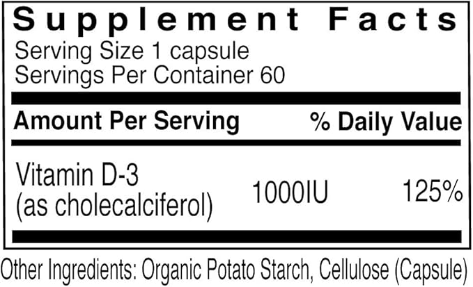 Vitamin D3 - Bone Health Support (60 Vegan Capsules)
