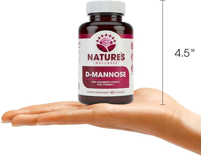 D MANNOSE with Cranberry Extract & Vitamin C - Urinary Tract UT Cleanse & Bladder Health - Protects Against Urinary Tract Infections UTI - Natural Healthy Flush & Detox Impurities | 60 Veg Capsule