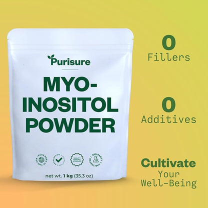 Myo-Inositol Powder, 1 kg, Fertility, Hormonal Balance and Ovarian Support, Pure Inositol Powder, Myo Inositol Supplement to Support Energy and Brain Wellness, Vegan, Non-GMO, 2000 Servings