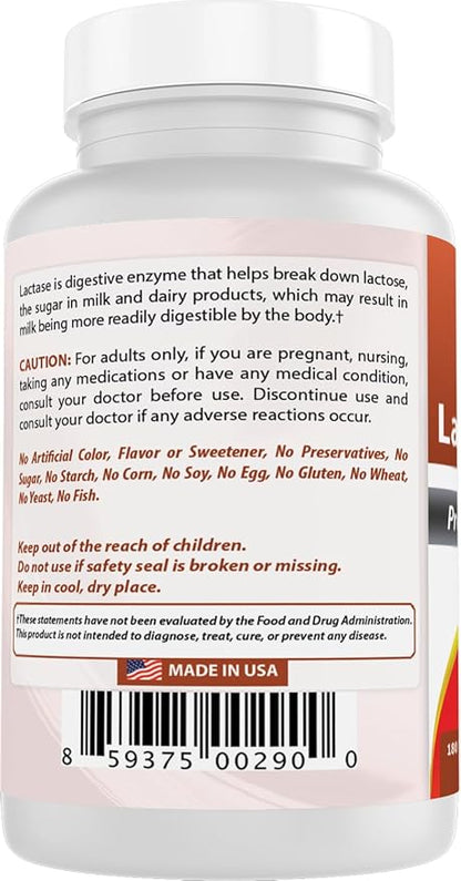 Best Naturals, Fast Acting Lactase Enzyme, 3000 FCC ALU, 180 Tablets (180 Count (Pack of 2))