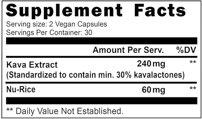 30% Kavalactone Kava Extract Capsules (60 Capsules)