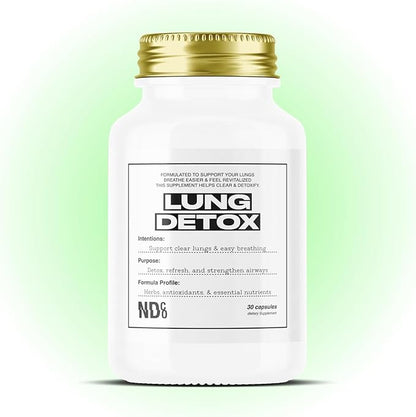 Powerful Lung Detox & Cleanse - Mullein, Chlorophyll, Zinc | Respiratory Support with Glutathione for Smokers & Vapors | Easy Breathing by NDCO