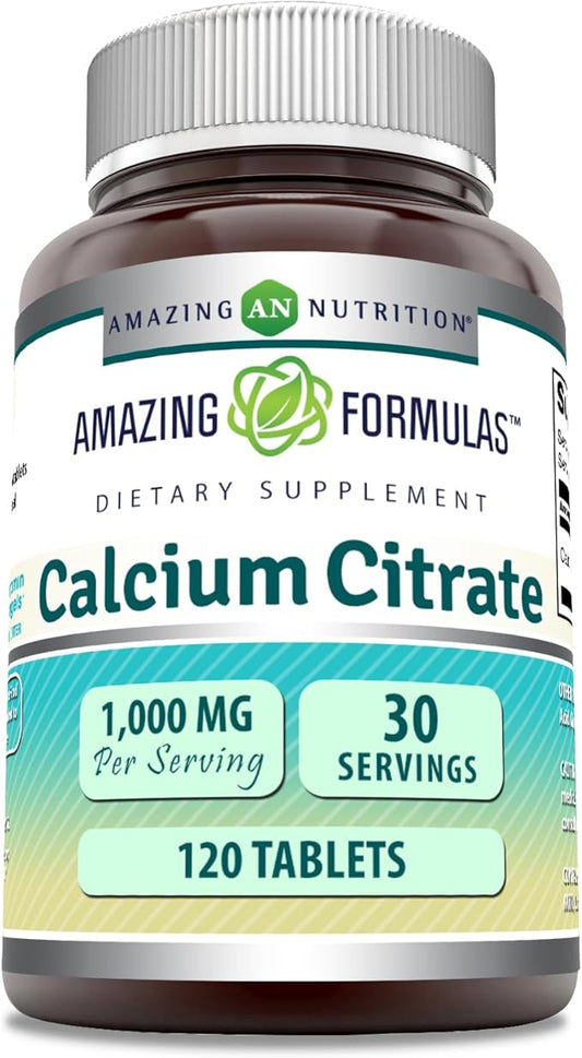 Amazing Formulas Calcium Citrate 1000 Mg | Tablets | Supplement for Men & Women | Non-GMO | Gluten Free | Made in USA (1, 120 Count)