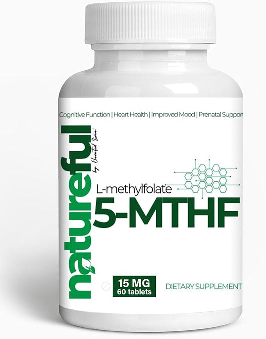 L Methylfolate 15mg - 60 Tablets, Professional Strength Vitamin B9 Folate Supplement, 5-MTHF Supports Brain, Mood, Methylation, Nerve Health, Fetal Development - Bioactive Form