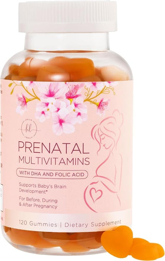Prenatal Vitamins for Women with DHA & Folic Acid - Best Prenatal Multivitamin Gummies for Women, Brain Development Support, Folate, Vitamin C, D3 & B12, Pre Natal Pregnancy Supplement - 120 Gummies