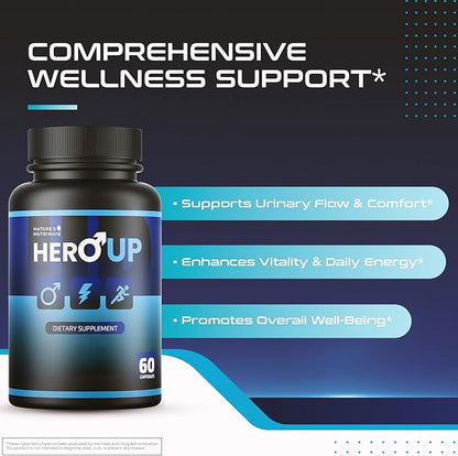 HeroUP - Natural Wellness Supplement with Plant-Based Ingredients – Non-GMO, Stimulant-Free | Made in The USA, GMP-Certified | 60 Capsules, 1 Month Suppy