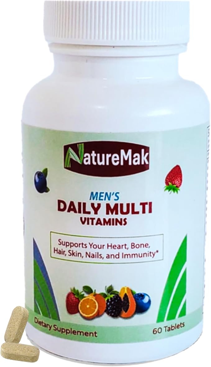 Multivitamin Tablet for Men, Once Daily Multivitamin for Adult, Multimineral Supplement with Lycopene, Vitamins A, D, C, K, and B-Complex. Supports Immunity, Bone, Hair, Skin, 60 Count