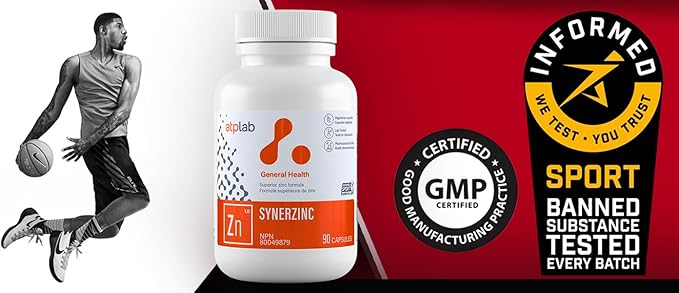 ATP LAB Synerzinc 90 caps - Vegan Zinc Supplement for Men and Women - Zinc Mineral Supplements - Healthy Skin - Zinc Vitamins for Adults