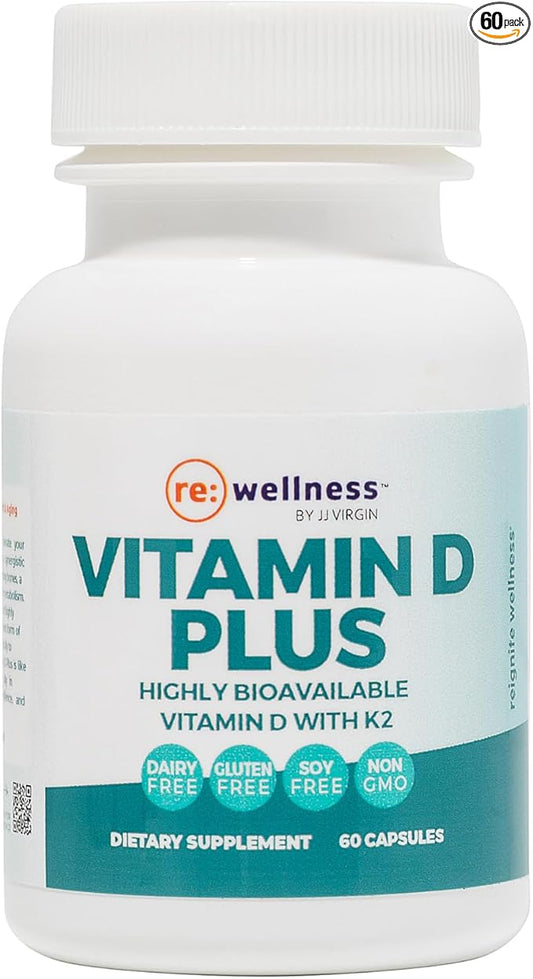 Reignite Wellness by JJ Virgin | Vitamin D Plus | Relevant Serving of 5000 IU, Highly Absorbable Vitamin D + Vitamin K1 & K2 | GG Supplement for Immune Health | Bone and Heart Supplement | 60 Softgels