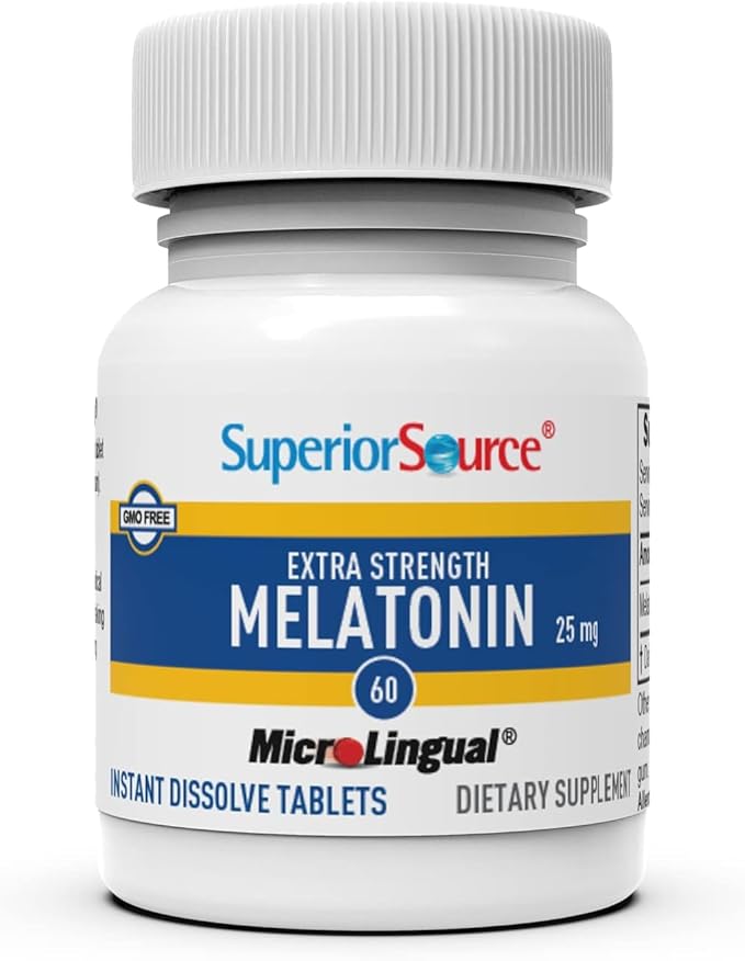 Superior Source Extra Strength Melatonin - Melatonin Supplement for Adults - Natural Sleep & Relaxation Support Formula - 25 mg, Instant Dissolve Tablets