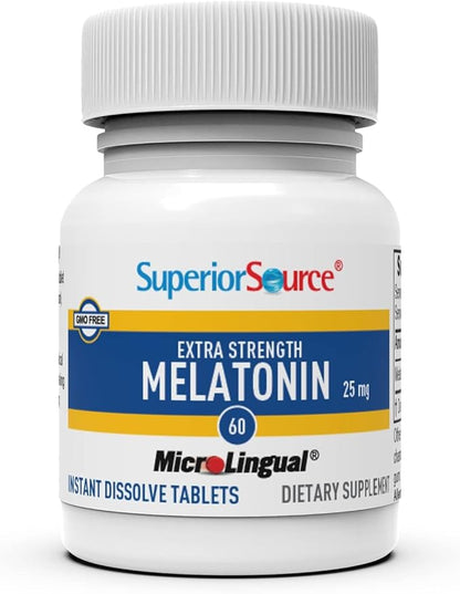 Superior Source Extra Strength Melatonin - Melatonin Supplement for Adults - Natural Sleep & Relaxation Support Formula - 25 mg, Instant Dissolve Tablets