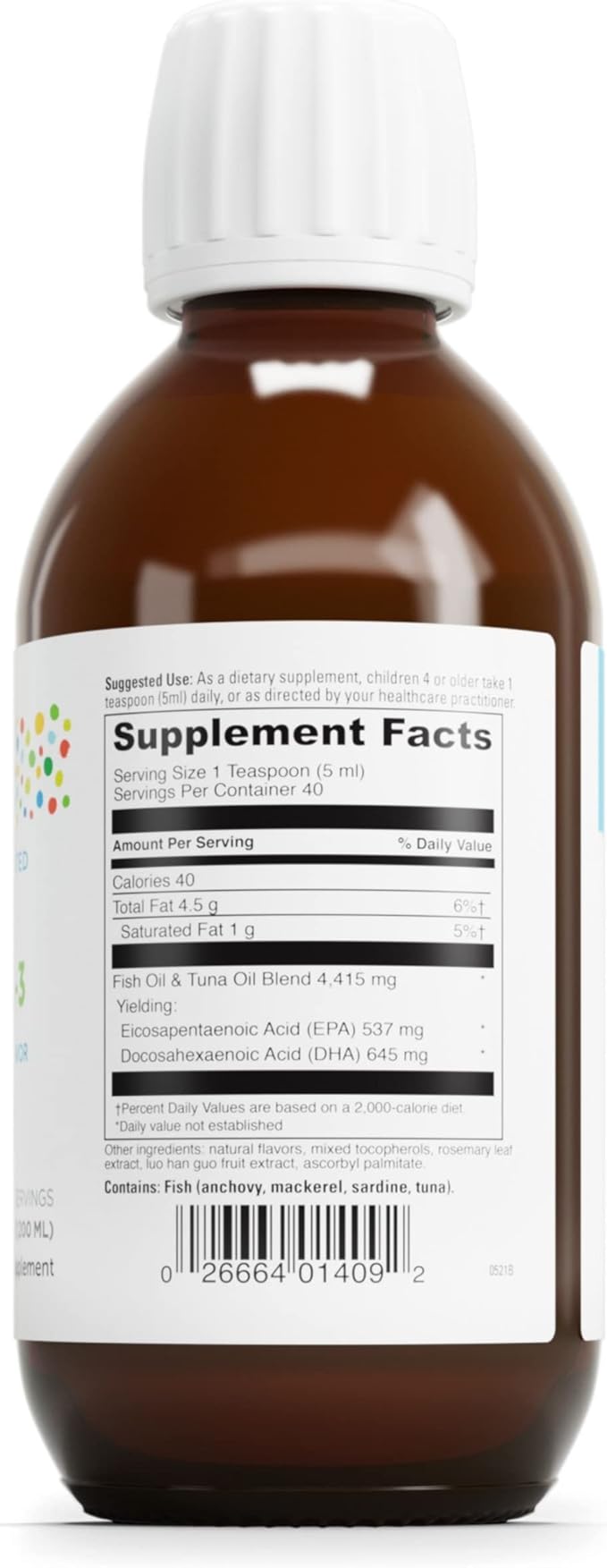 DAVINCI Labs kiddOmega-3 - Liquid Omega-3 Supplement for Kids - for Immune System, Focus and Brain Support* - with Monk Fruit, DHA, EPA and More - Cherry Orange Flavor - 200mL
