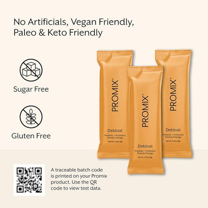 ProMix Nutrition Debloat Prebiotics and Probiotics with Baobab - Rich in Vitamin C, Bloating Relief, Immune Support - Orange - 30 Servings (Pack of 30)