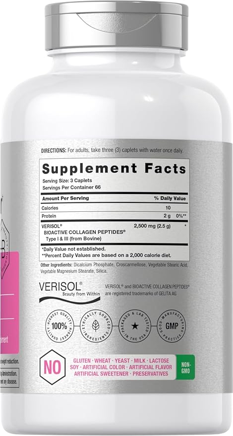 Horbäach Skin Rejuvenator with Verisol | Bioactive Collagen Peptides | 200 Caplets | Non-GMO, Gluten Free Supplement