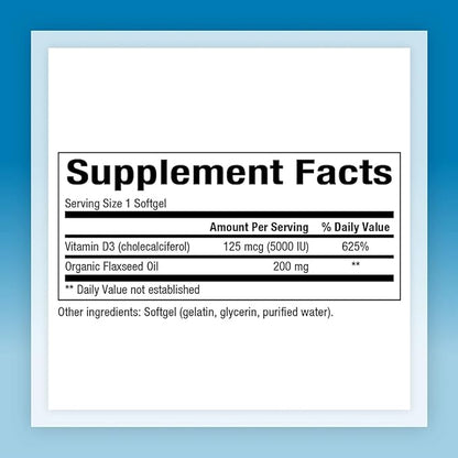 Natural Factors - Vitamin D3 5000 IU, Supports Healthy Bones, 120 Soft Gels