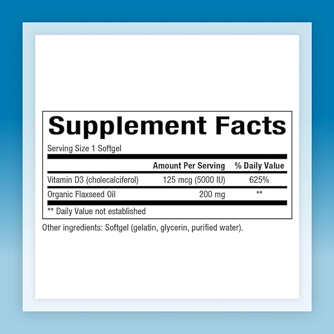 Natural Factors - Vitamin D3 5000 IU, Supports Healthy Bones, 120 Soft Gels