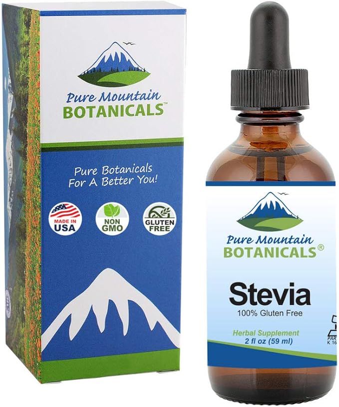 Liquid Stevia Drops – Alcohol Free and Kosher Sugar Substitute - 2oz Glass Bottle