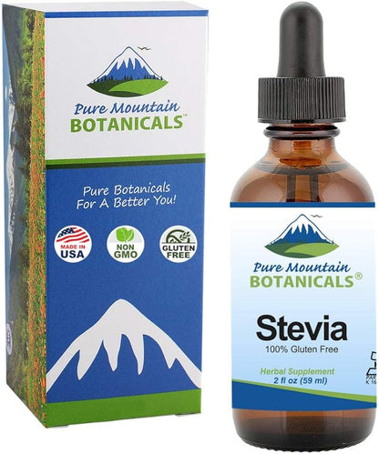 Liquid Stevia Drops – Alcohol Free and Kosher Sugar Substitute - 2oz Glass Bottle
