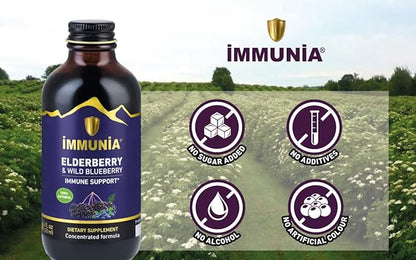 Immunia Elderberry & Wild Blueberry Concentrate. Strengthen Your Immune System Naturally. Delicious Taste. 24-Day Supply. (1-Pack)