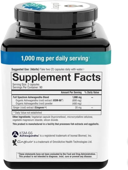Youtheory Ashwagandha 1000mg with KSM-66 - Helps Support a Healthy Stress Response,180 Capsules (Pack of 1)