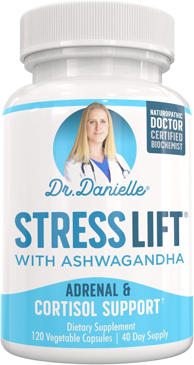 Stress Lift | Best Ashwagandha Supplement - 5 in 1 Organic Stress Relief, Adrenal Support, Joy, Mood & Thyroid Support | Relax The Mind, Boost Mood, Relieve Stress 120 Vegan Capsules