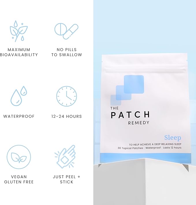 Original Sleep Patches - 30 Topical Sleep Support Patches with Valerian Root Extract, Passionflower, Hops, Magnesium Glycinate Transdermal Skin Stickers