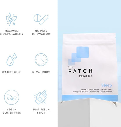 Original Sleep Patches - 30 Topical Sleep Support Patches with Valerian Root Extract, Passionflower, Hops, Magnesium Glycinate Transdermal Skin Stickers