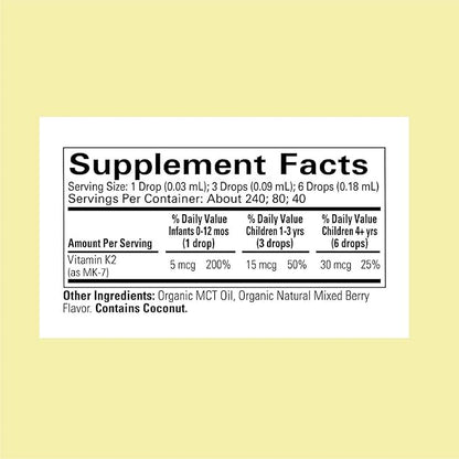 CHILDLIFE Essentials Organic Vitamin K2 Drops - Infant Toddler Baby Vitamin K, K2 Supplement, Vitamin K2 MK7, Liquid K2, Vitamin K Drops - Natural Berry Flavor, 0.25 Fl Oz (Pack of 1)