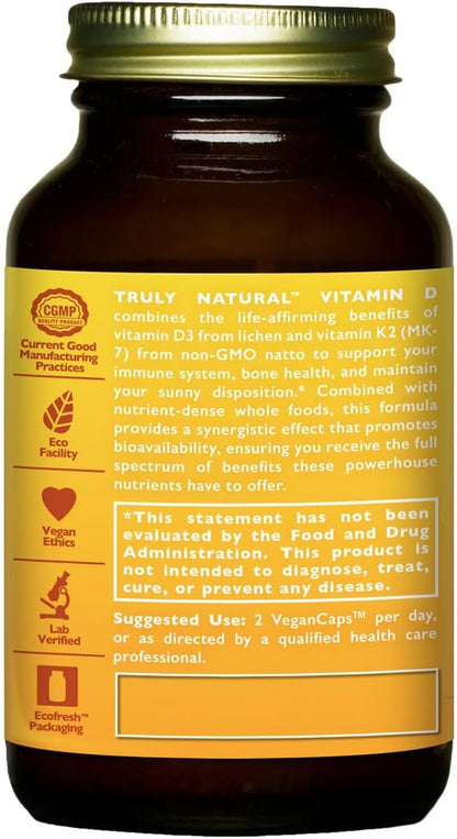 HealthForce SuperFoods Truly Natural Vitamin D - 60 Vegan Capsules